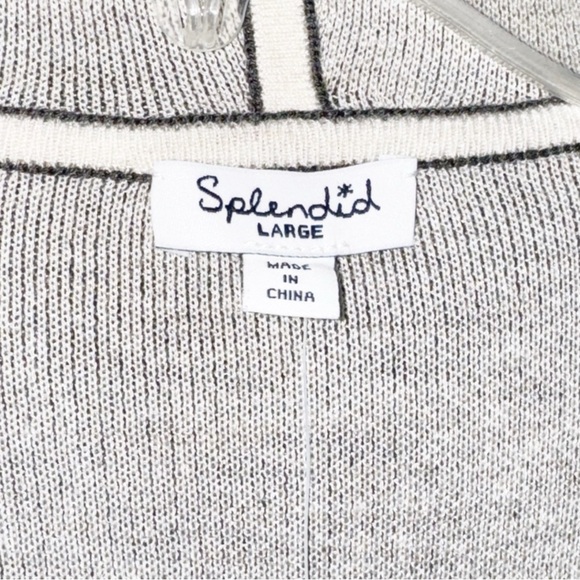 New! Splendid Sydney Cashblend Black/Gray Stripe Reversible Cardigan Sz Large - Picture 12 of 14